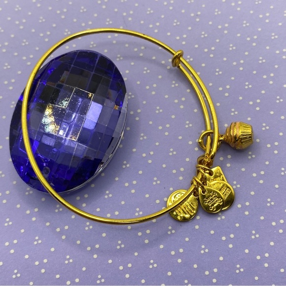 ALEX & ANI Gold Cupcake Charm Bangle Bracelet - Picture 1 of 7